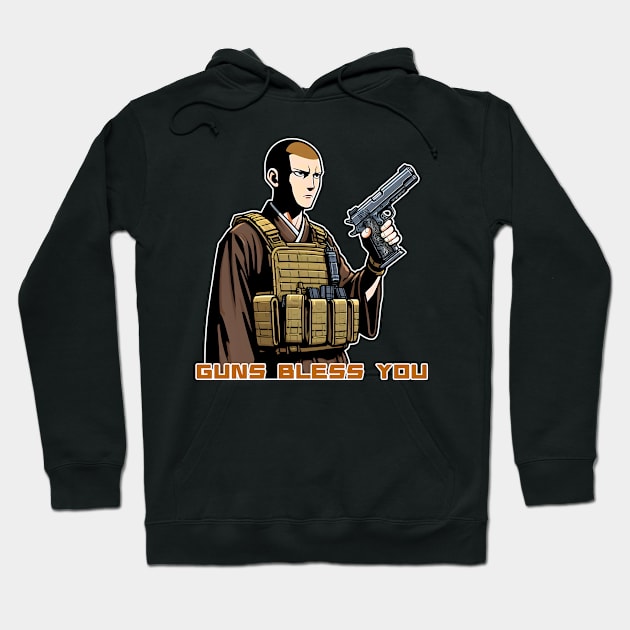 Gun Bless You Hoodie by Rawlifegraphic